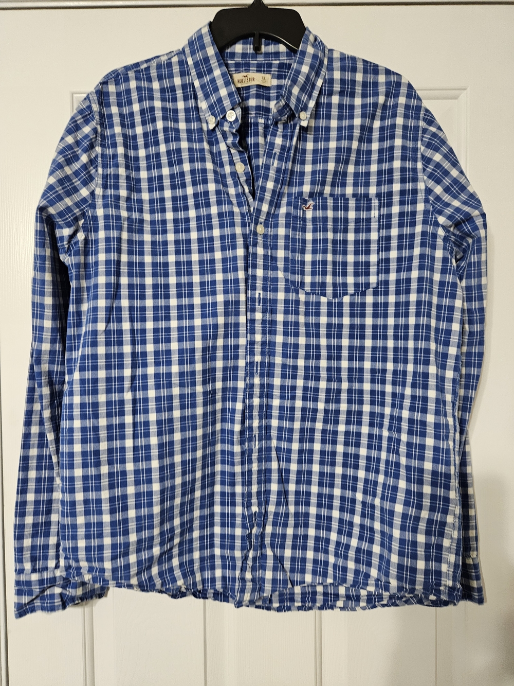 Hollister Blue and White Plaid Button-Down Shirt
